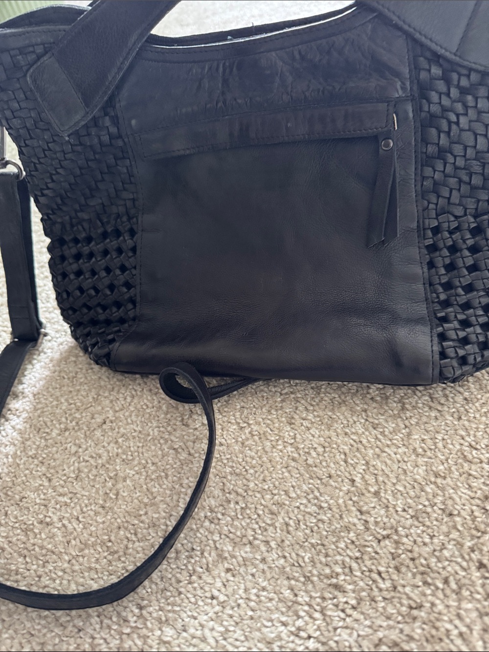 latico Black Woven Leather Crossbody Tote - Picture 2 of 6